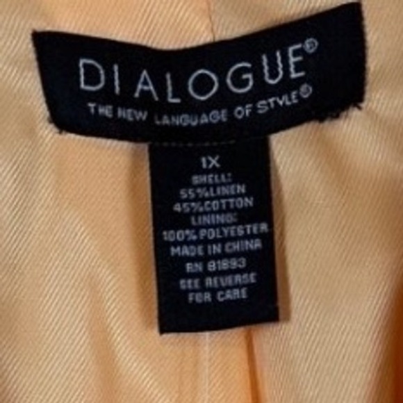 NWT Dialogue Linen Jacket, Peach, Plus Size 1X - Picture 8 of 10